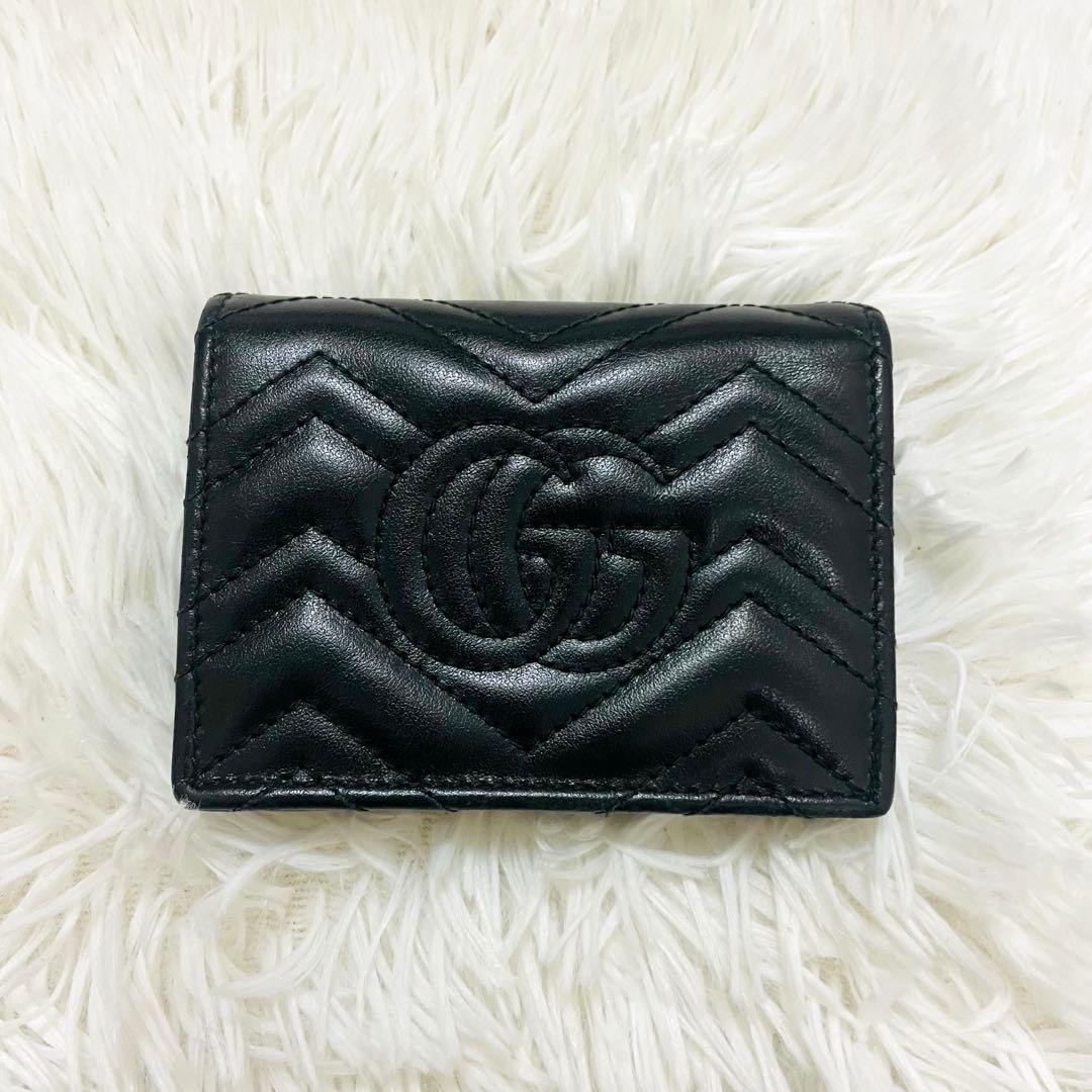極美✨付属完備✨GUCCI 二つ折り財布 キルティング マーモントGG レザー