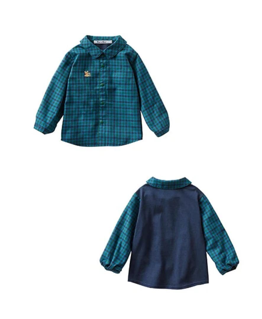 familiar 90cm 長袖カットソー・ファミリアチェックズボンセット T