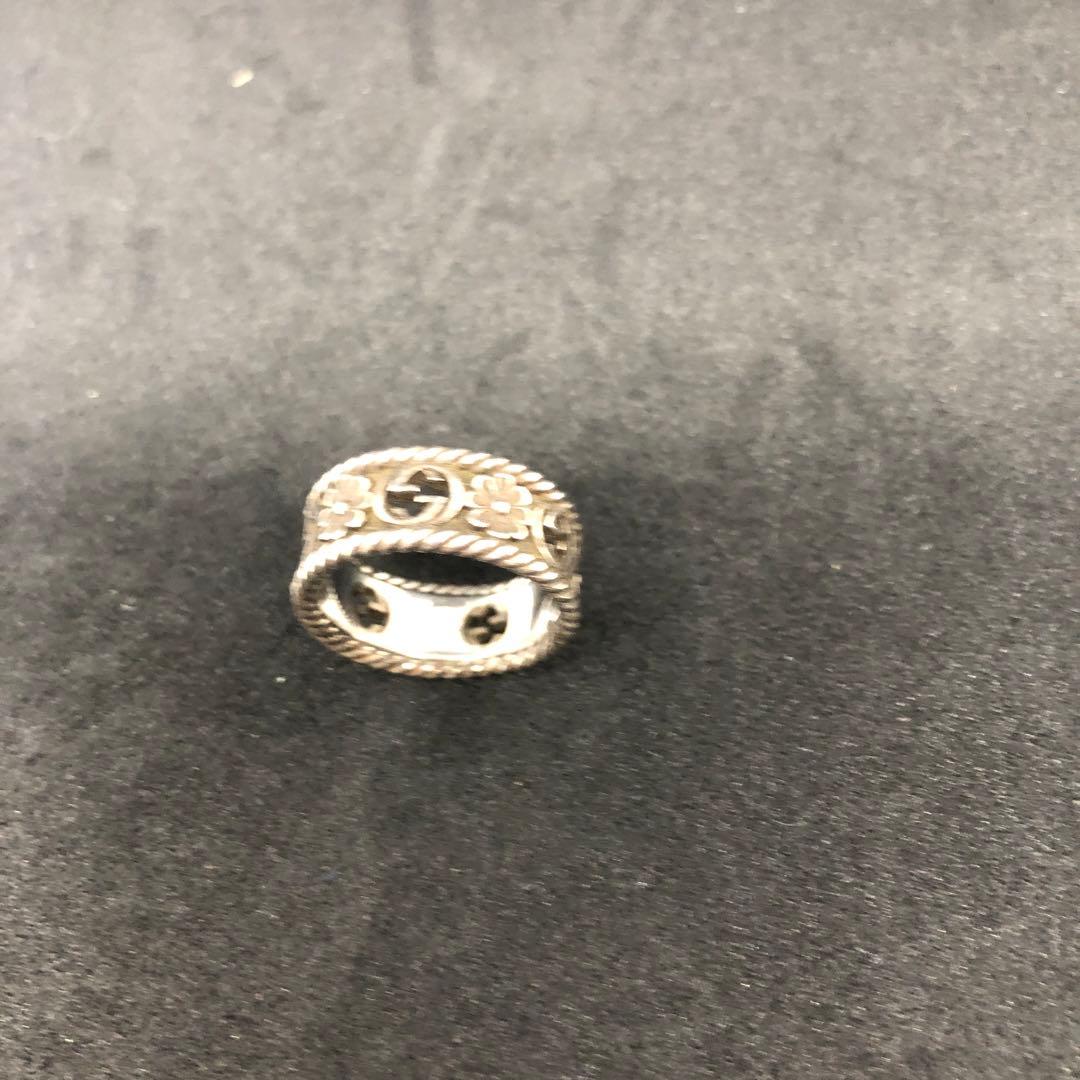 12451 GUCCI シルバーリング 花模様　廃盤美品　マーモント G リング