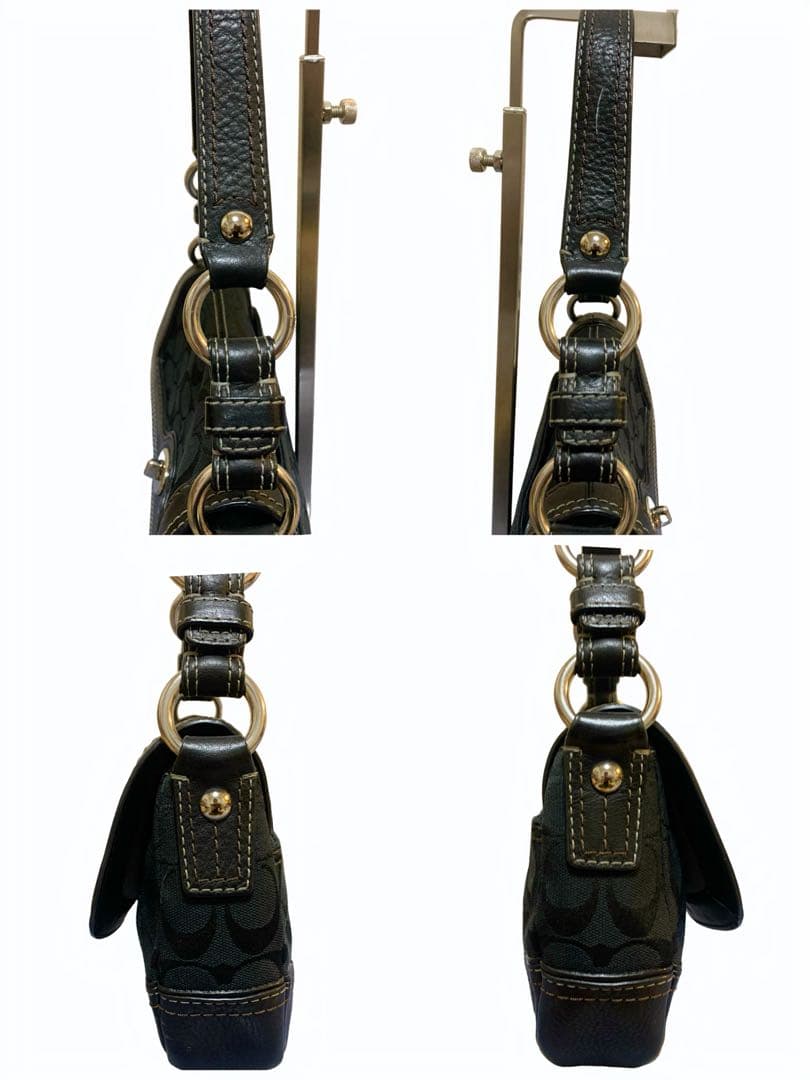 【美品】COACH コーチ　ターンロック　ワンショルダー　キャンパス　レザー　黒