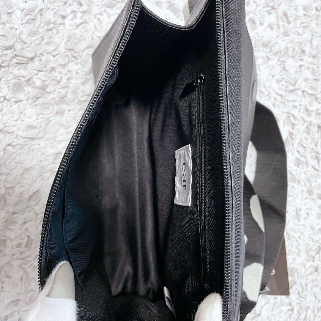 タグ付未使用✨ear PAPILLONNER 柄ワイドテープショルダーバッグ　黒