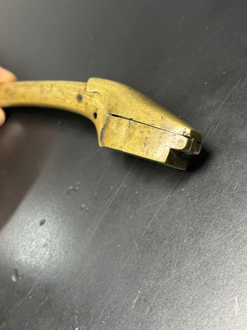 希少品】陽白草文様一体型矢立 真鍮 アンティーク 矢立 骨董品