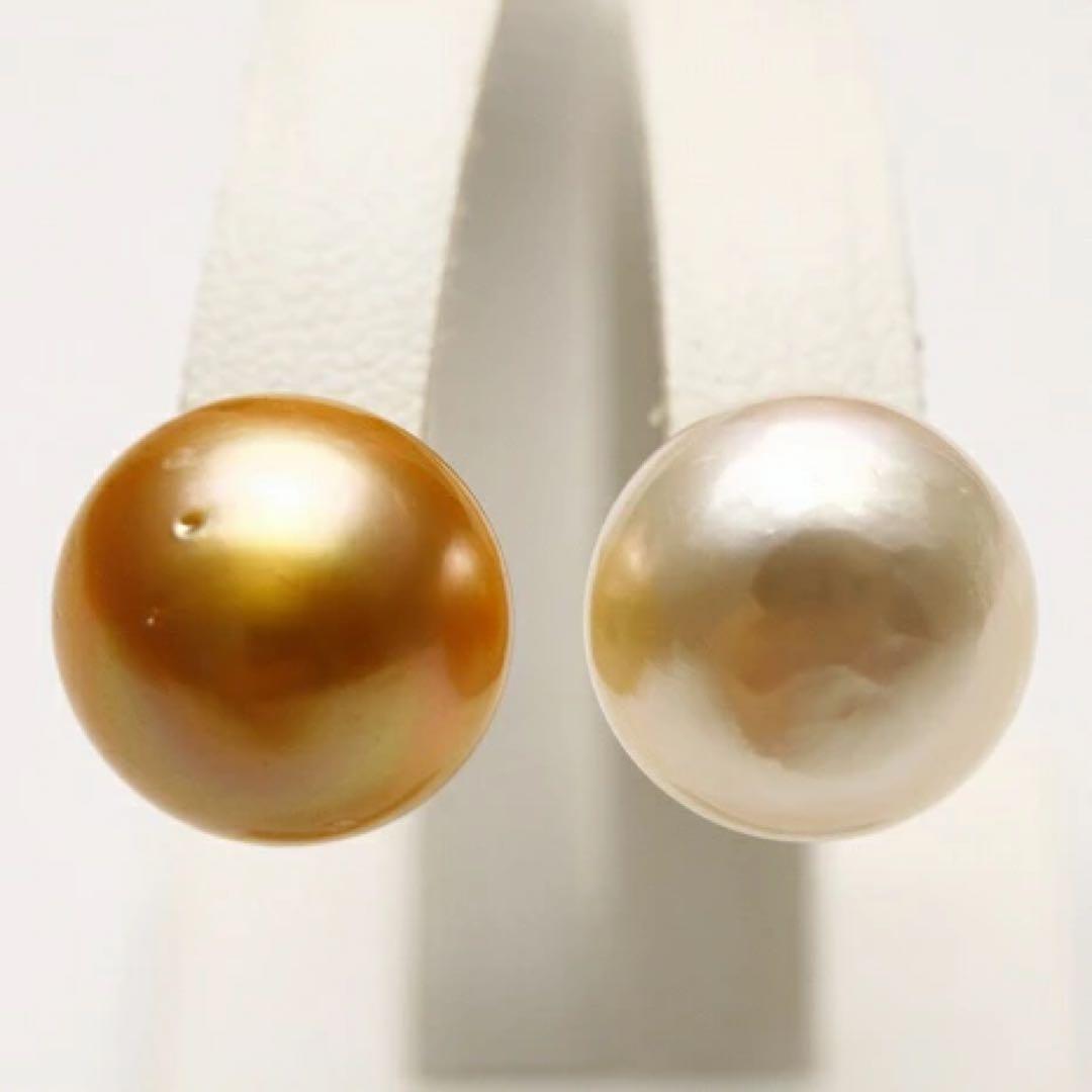 南洋白蝶真珠パールピアス 12mm マルチカラー K18製