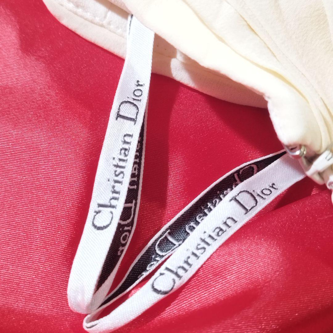 Christian Dior シルク リボン 異素材切替 アイボリー スカート