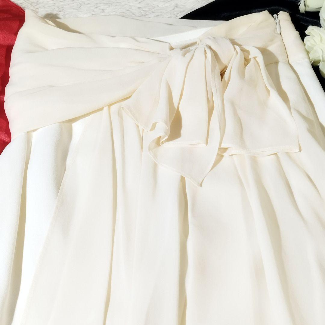 Christian Dior シルク リボン 異素材切替 アイボリー スカート