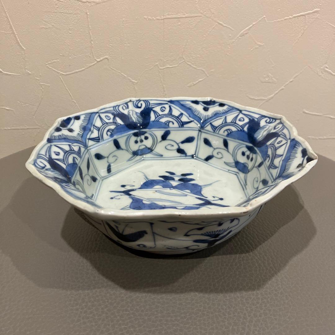 骨董 古伊万里 染付 八角鉢 江戸時代