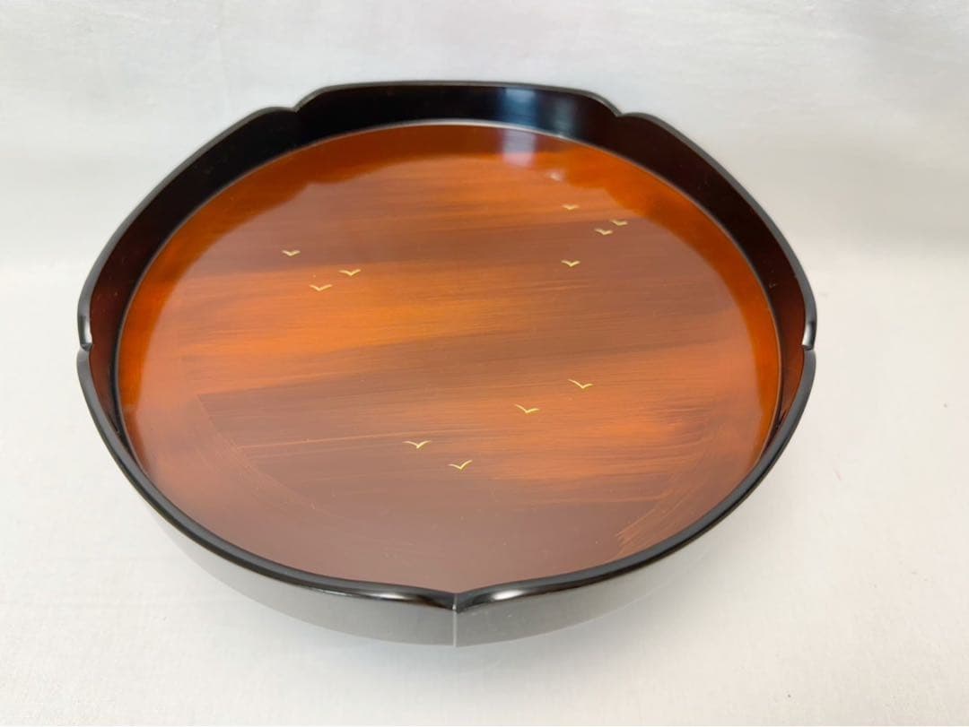 未使用 茶道具 塗師 好則造 木製黒真塗 蒔絵付高杯 干菓子器 茶器 共布 共箱