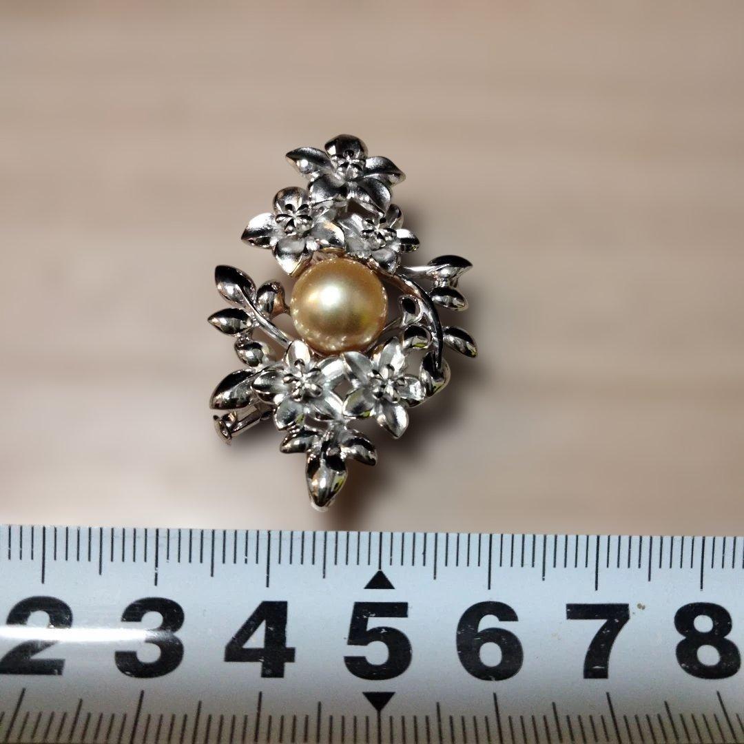 SILVER ゴールデンパール ペンダント ブローチ 10.0mm