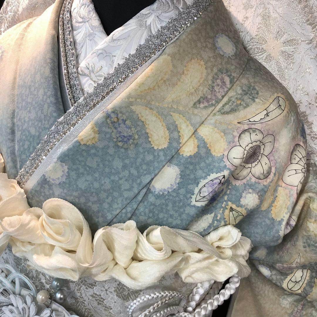 □逸品□辻が花□水色銀通し□花絞り□正絹振袖フルセット□成人式