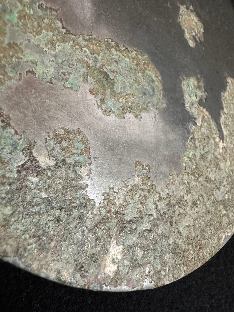 中国美術　【海獣葡萄鏡】　古鏡 円鏡 漢鏡　箱付　唐物 時代物　直径約15cm