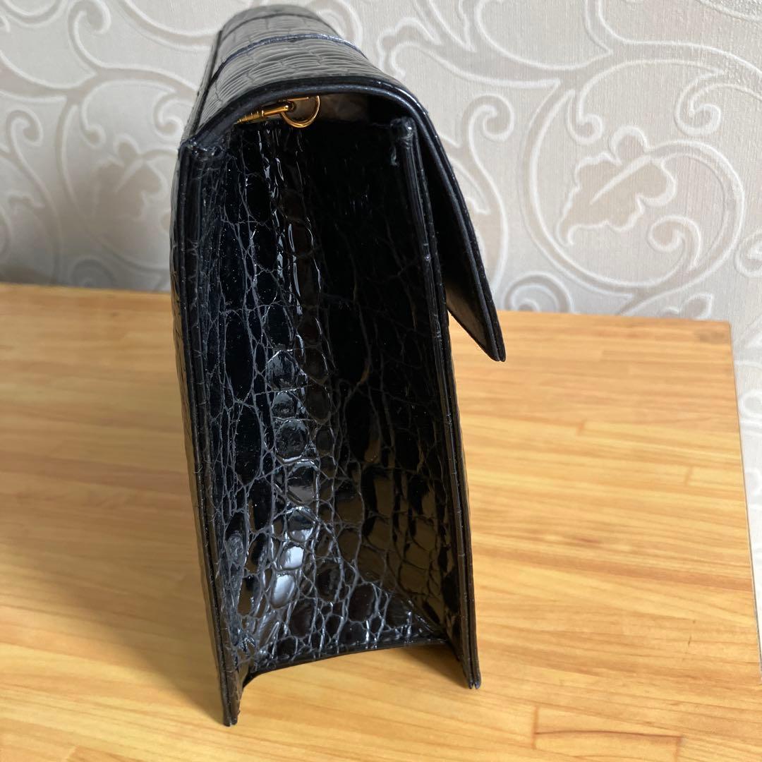 ブラック クロコダイル 本革 クラッチバッグ　イタリア製