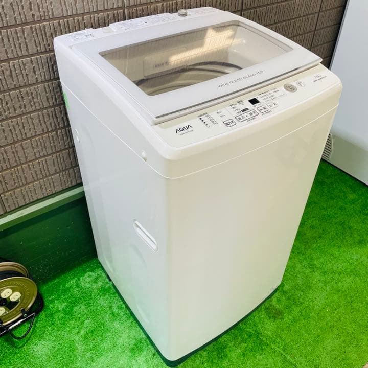 AQUA - 87⭐️2022年製美品☆アクア 洗濯機 7KG 大型 ガラストップ