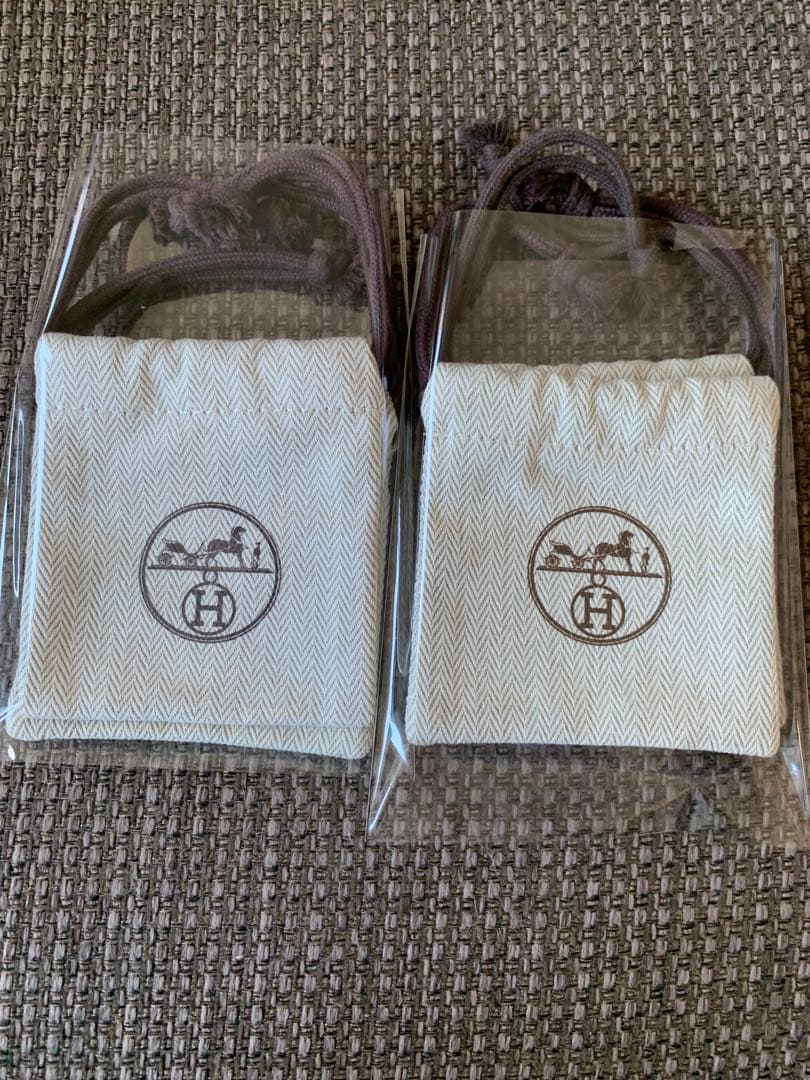 美品エルメス 巾着 保存袋 ポーチ 小物入れ（8.7x9cm）4枚セット