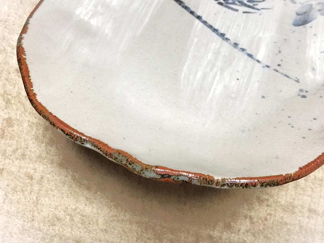 田中正人・文吉窯 特大皿 】 伊勢海老呉須絵 19号 59×38cm 未使用