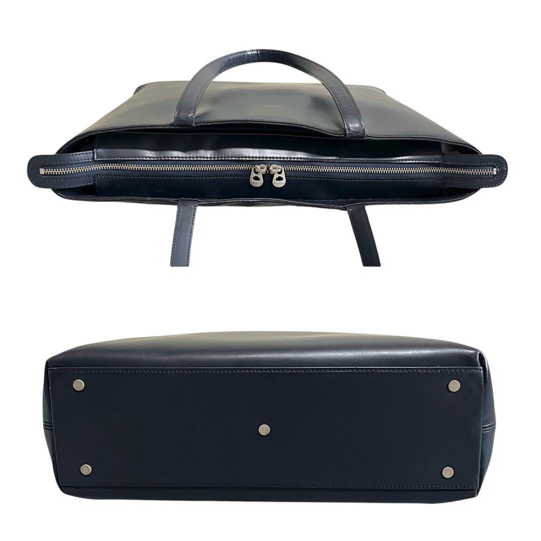 エルゴポック トートバッグ ミッドナイトブルー レザー 肩掛け A4 ビジネス