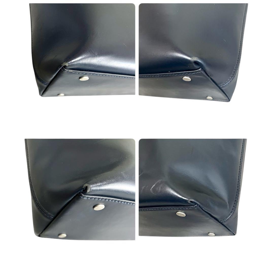 エルゴポック トートバッグ ミッドナイトブルー レザー 肩掛け A4 ビジネス