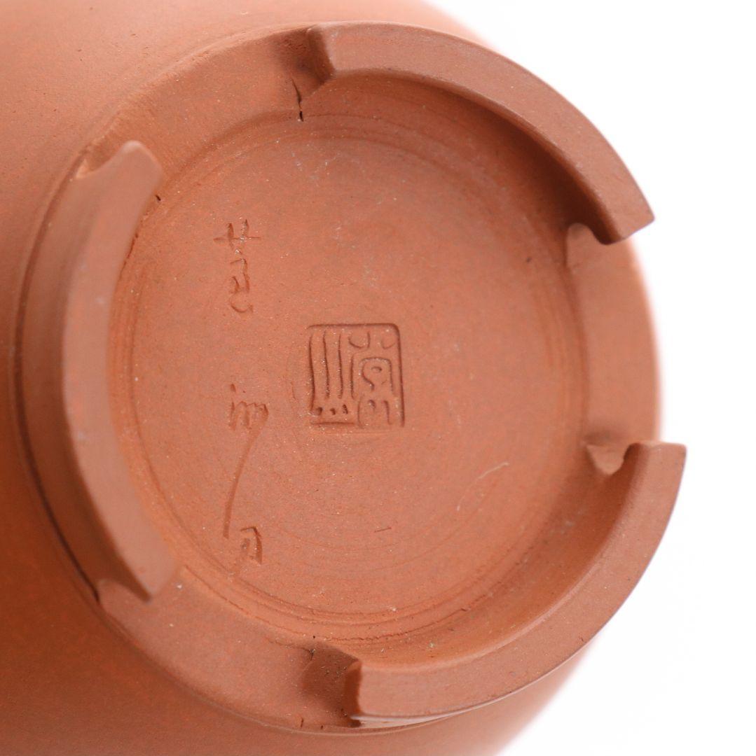 山田常山作 朱泥酒壷 一対 酒器 常滑焼 共箱共布　AJ467　DK1
