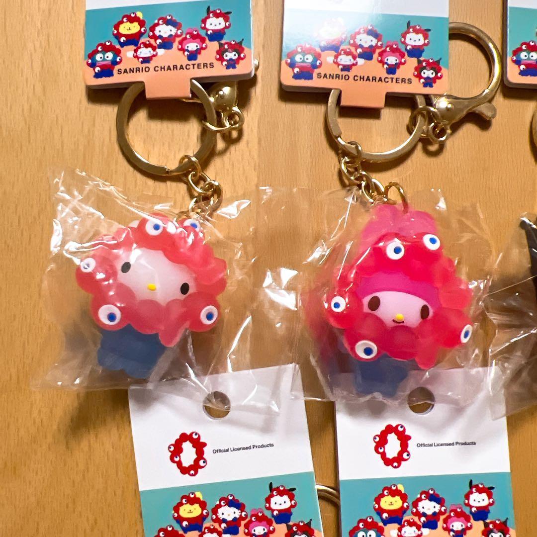 ミャクミャク サンリオ なりきり立体キーホルダークリア　コンプリート　７種セット