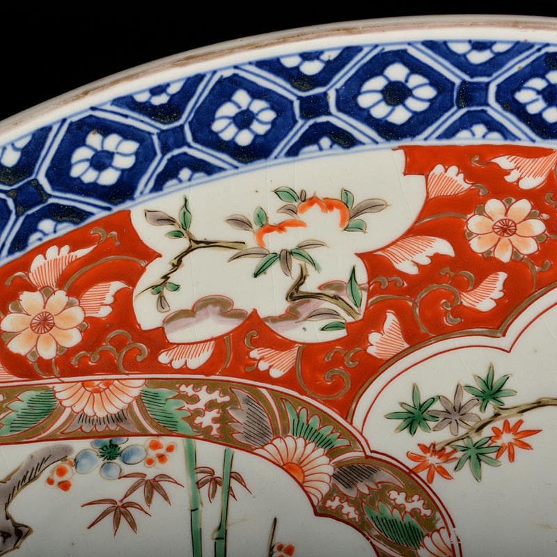 伊万里焼　古伊万里　錦手　花鳥文盤　大皿　飾皿　直径約60cm　V　R5955B