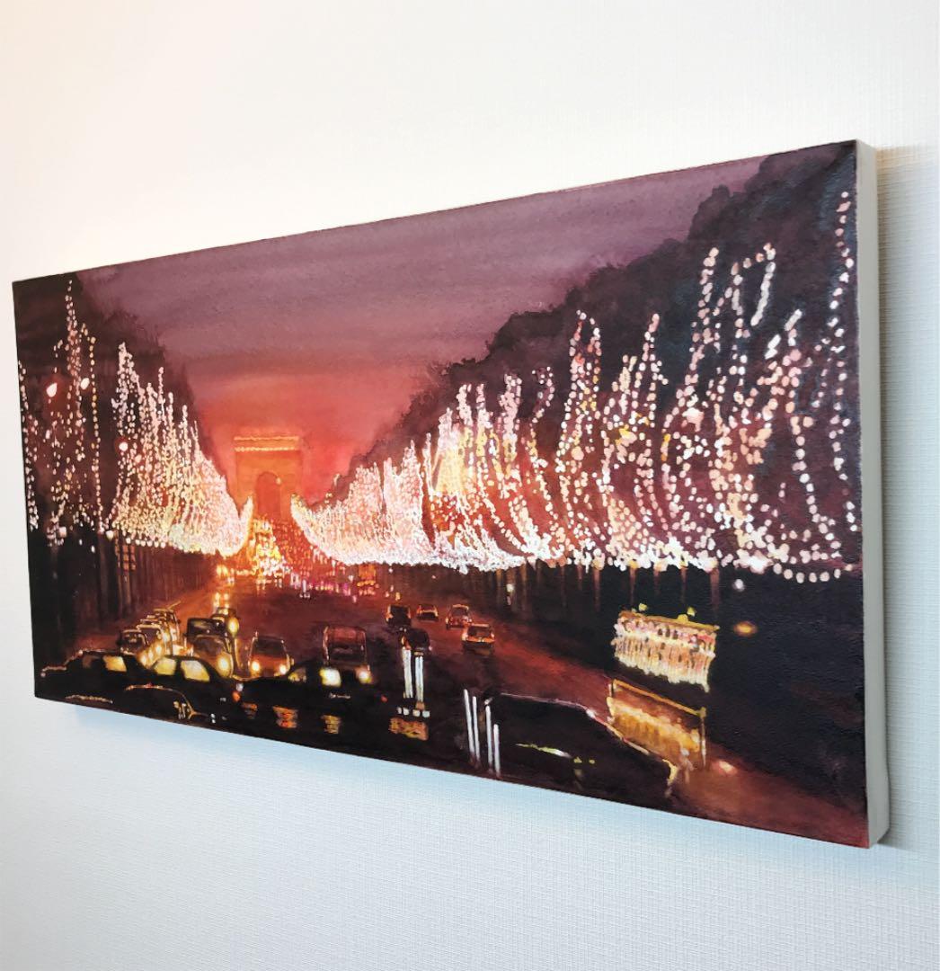 水彩画 パステル パリ 凱旋門 絵画