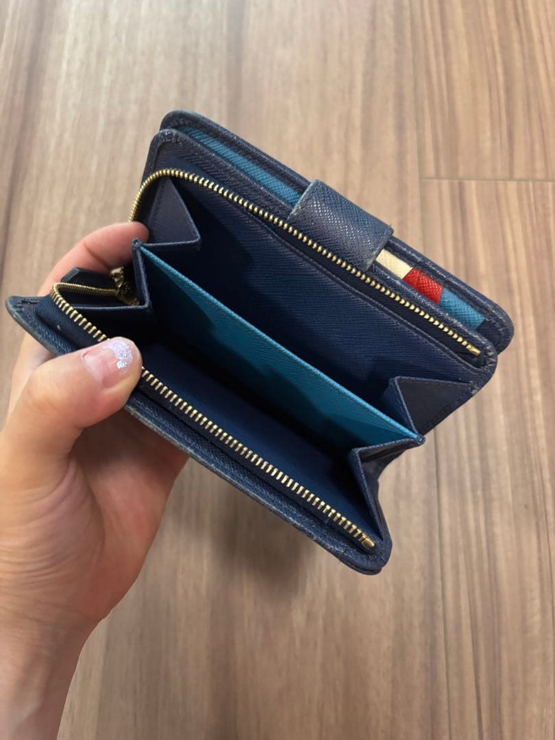 PRADA 財布 二つ折り サフィアーノレザー ネイビー PRADA 二つ折り財布