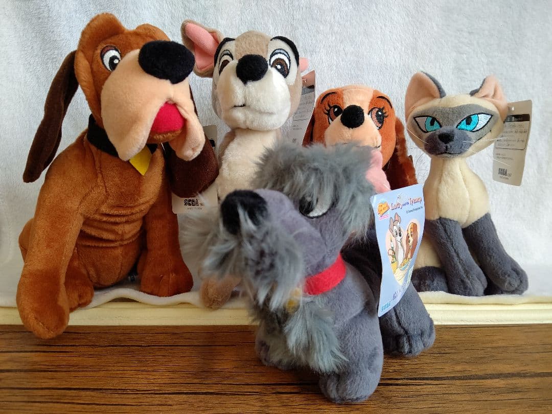 c SEGA ヴィンテージ ディズニー わんわん物語 ぬいぐるみ 5体