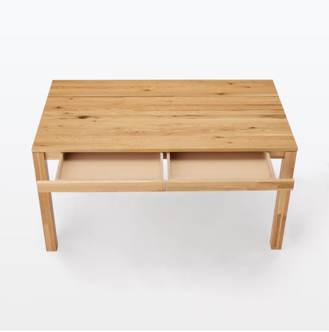 【無印良品】MUJI 木製ダイニングテーブル（引出付）／オーク材／幅１４０ｃｍ