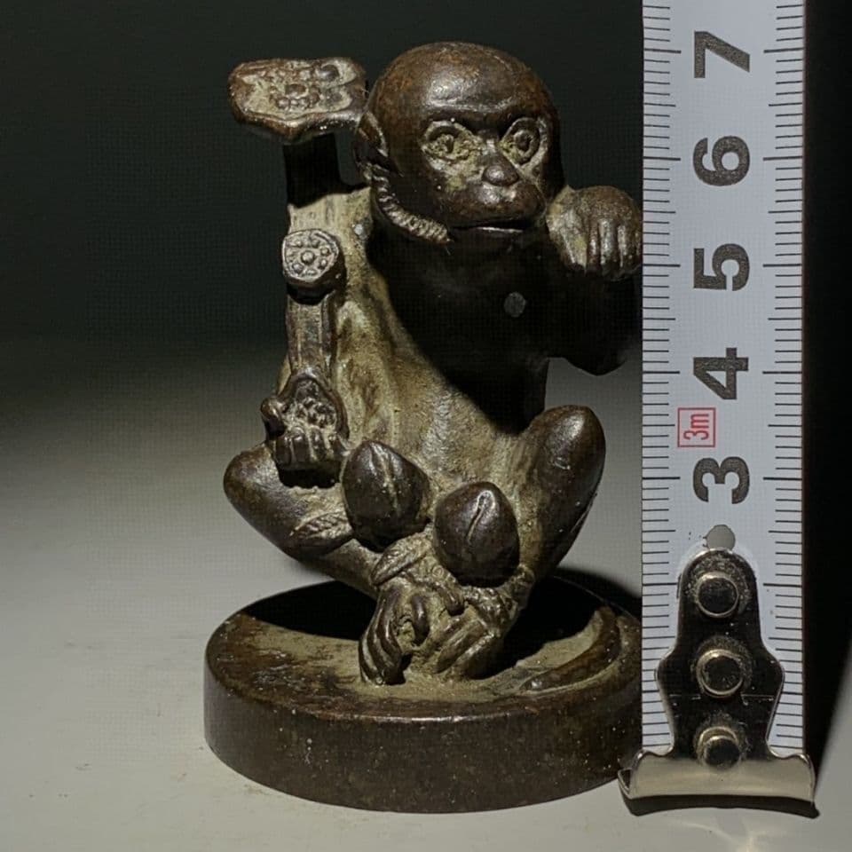 猿の印の置物 銅細工 銅印 書道具 文房具 装飾品 工芸品 美術品 置物