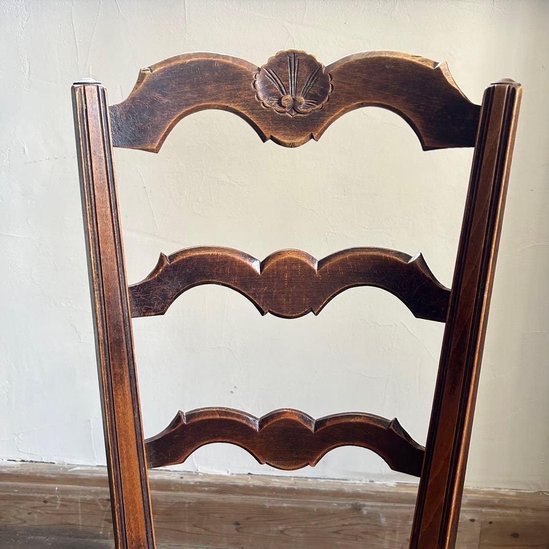 フランスアンティーク ラッシュシートチェア 波型貫 ウェーブ 籐張り