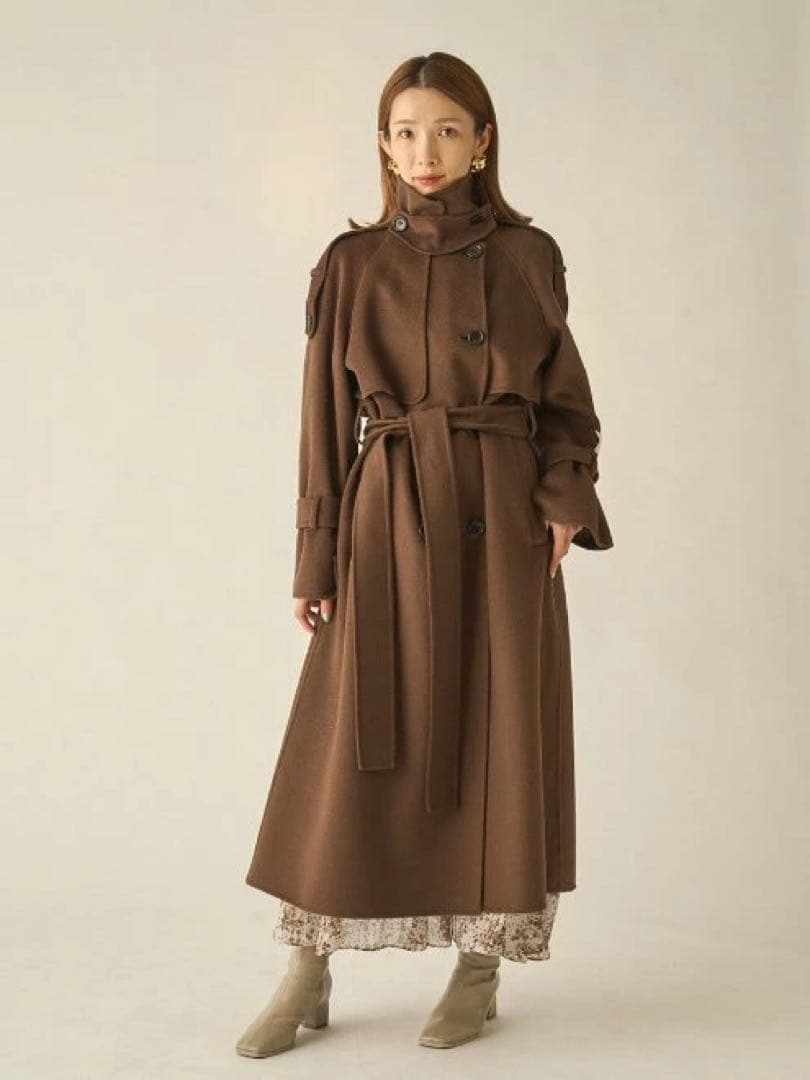 snidel ウロコカシミヤロングコート ブラウン サイズ0 SNIDEL - 僅少