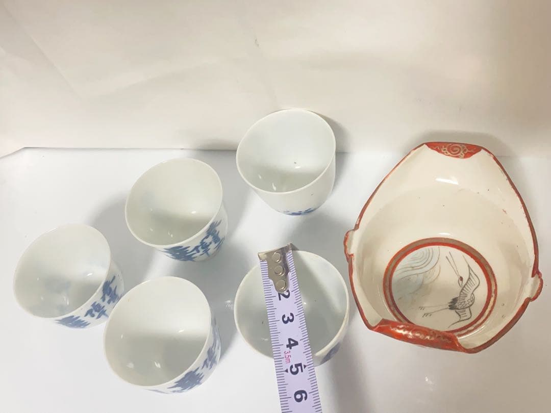 煎茶道具 急須 湯呑 染付 骨董