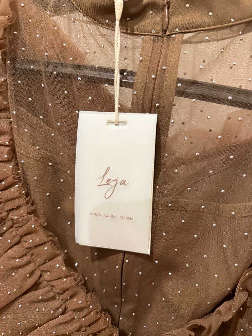 Leja フリル付きシースルーロングドレス