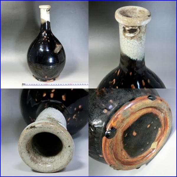 徳利□朝鮮唐津 花生け花瓶 置物 オブジェ 酒器 パンダ柄 古玩 骨董品