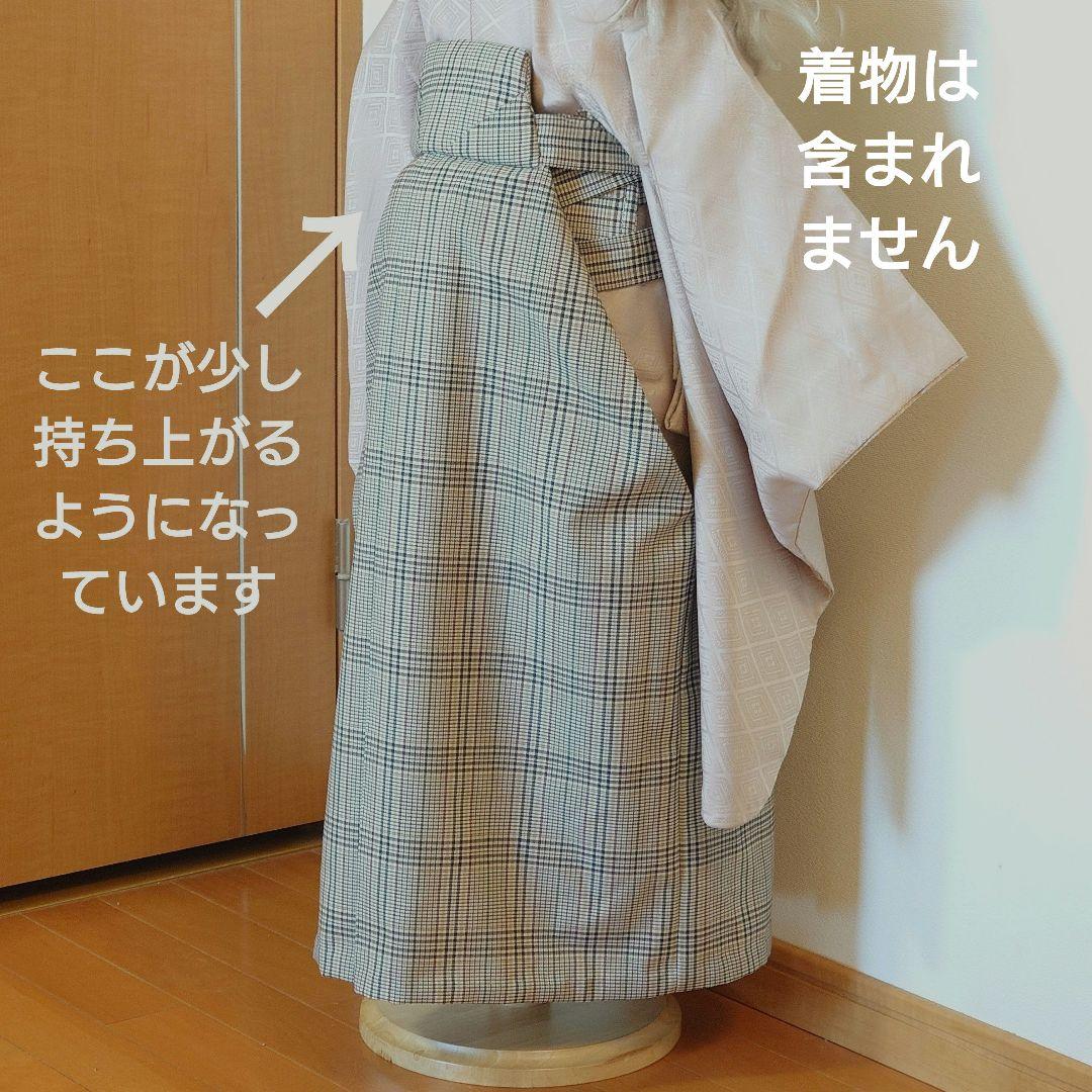 ５歳チェック袴単品　 簡単本格袴　紐下60　懐剣付　ハンドメイド　男の子
