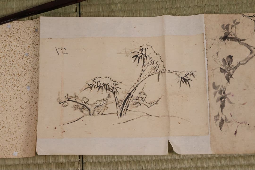 【模写】日本画 穂庵先生 人物花鳥 紙本 巻物 捲り デッサン 美人 MA852