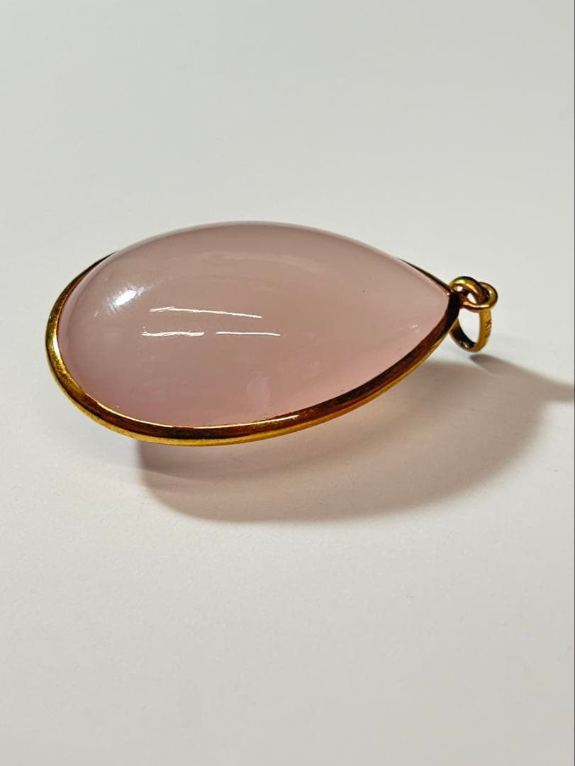 【K18 / 天然石ネックレストップ 】 ローズクォーツ