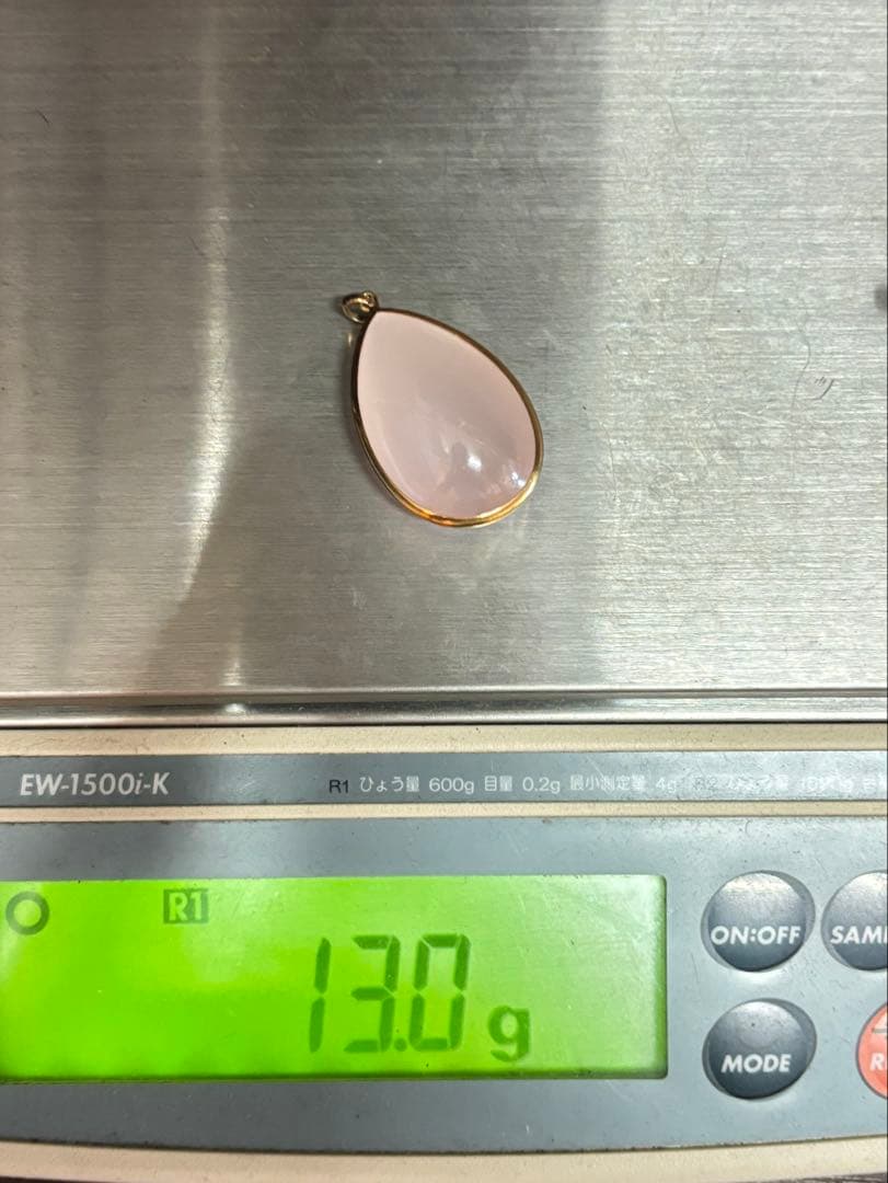 【K18 / 天然石ネックレストップ 】 ローズクォーツ