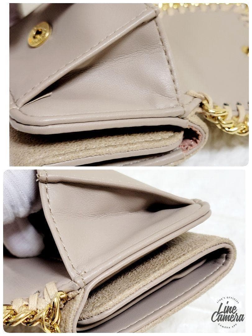 美品】ステラマッカートニー 三つ折財布 ファラベラ ベージュ チェーン