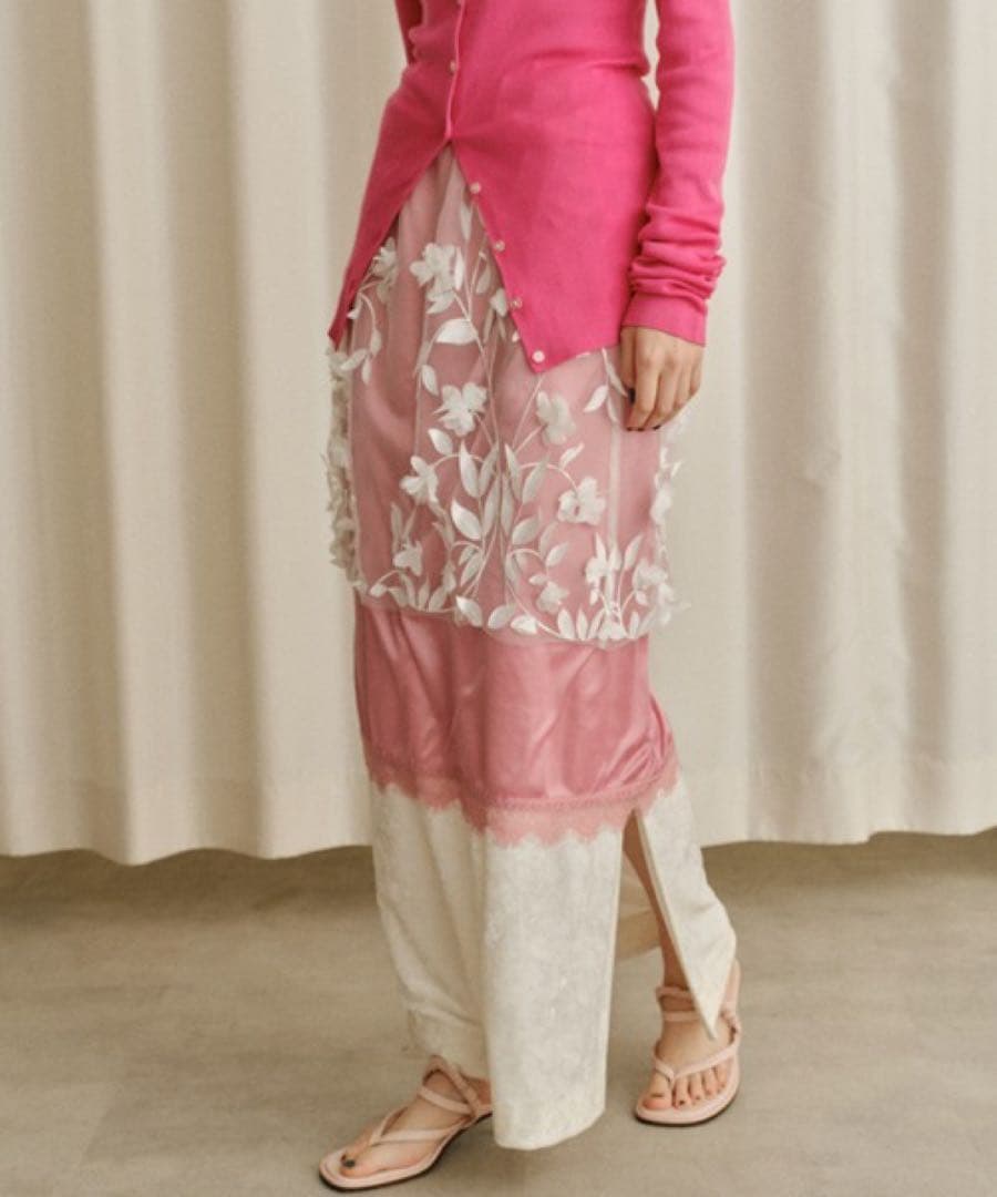 yae フラワーパターンレイヤードミニスカート