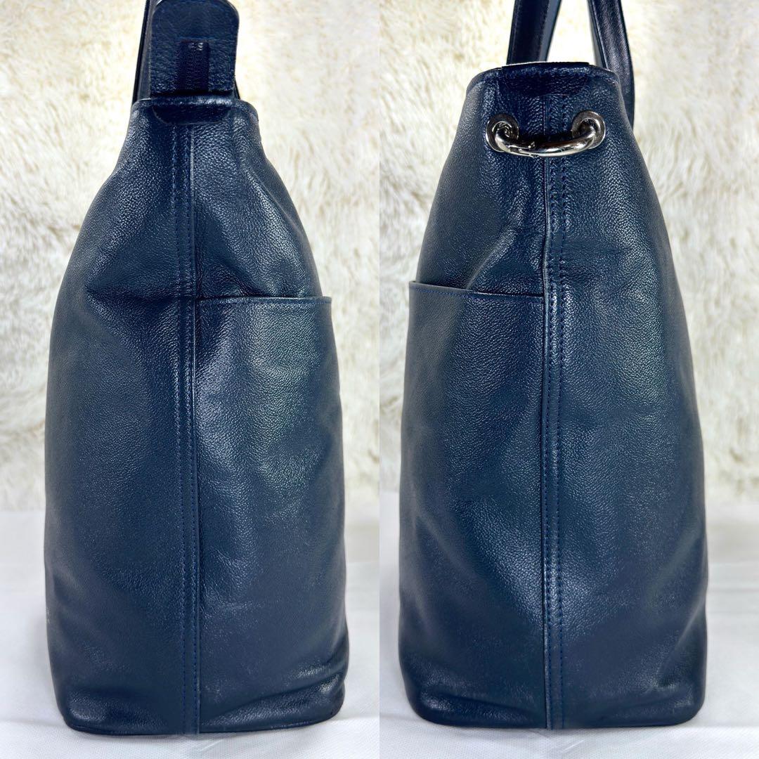 【極美品】ポーター リンク トートバッグ ビジネス レザー 手提げ A4可 紺