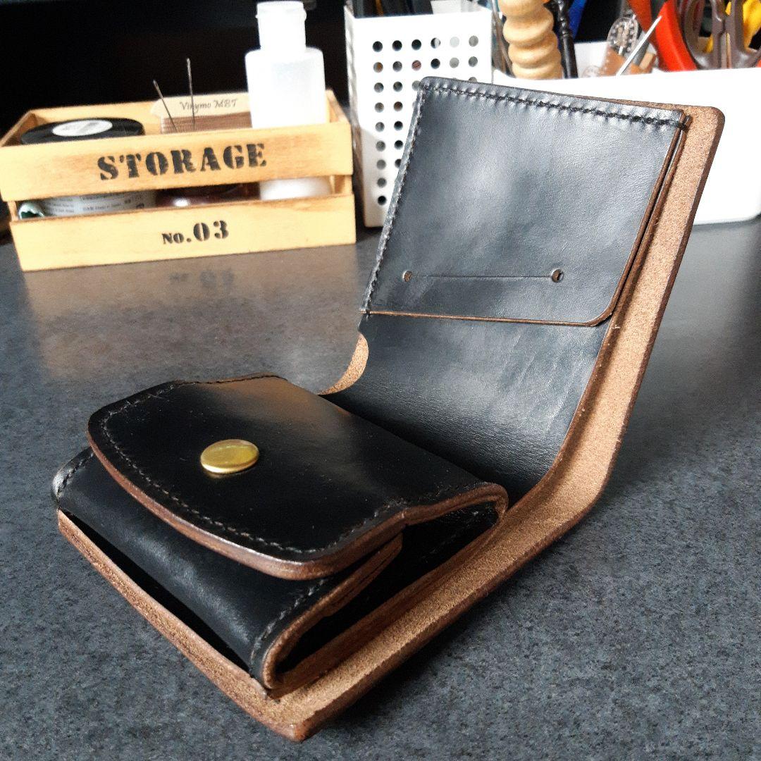 特厚★HORWEEN★クロムエクセル　二つ折り財布 　オールブラック　特別仕様