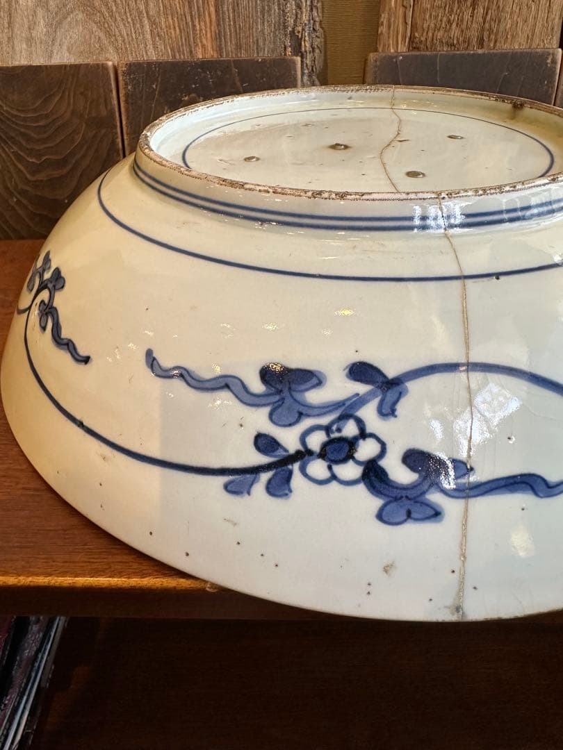 古伊万里　魚紋様　染付　大皿　江戸時代中期　有田焼き