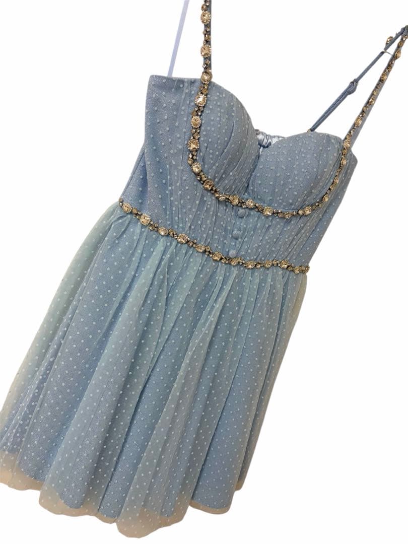 ROBEdeFLEURS/ドットチュールビジューフレアミニキャバドレス新品M