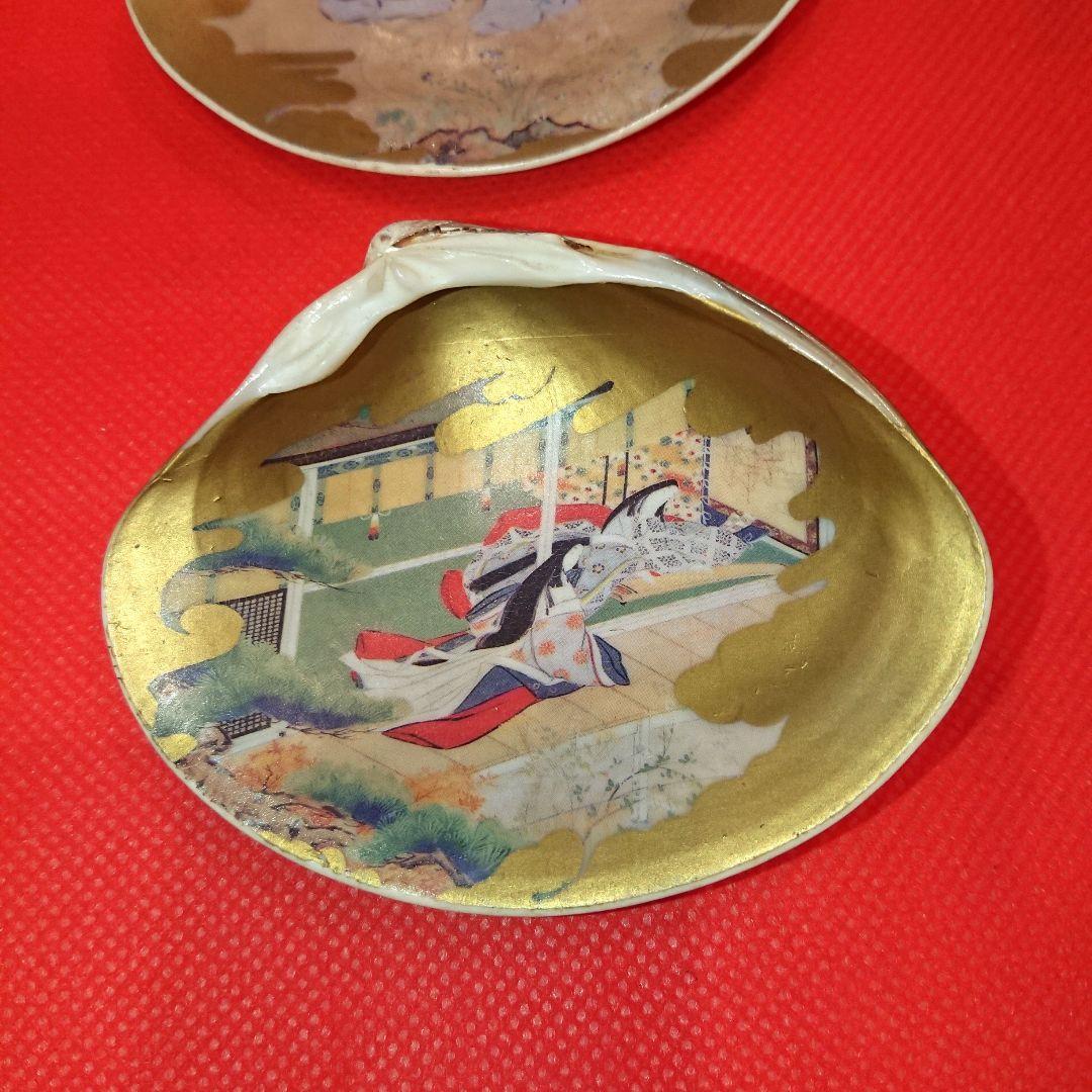 貝合わせ 蛤 源氏物語 絵付け 和骨董 古美術 アンティーク 茶道具 蛤