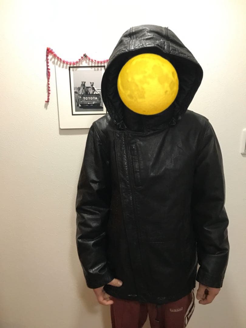 ARMANI エンポリオアルマーニ レザー ジャケット 羊革 ロゴプレート 50