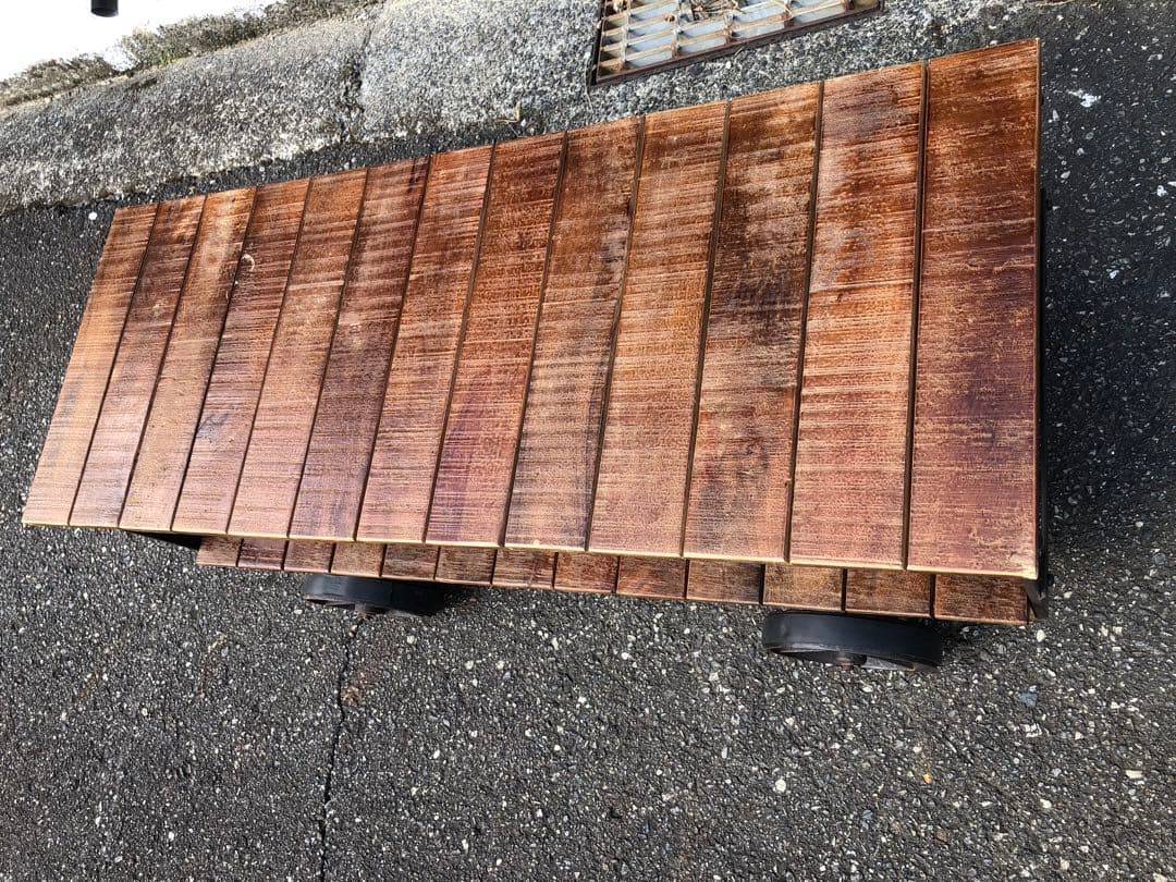 ジャーナルスタンダードファニチャー 木製二段シェルフ 車輪付き 120cm