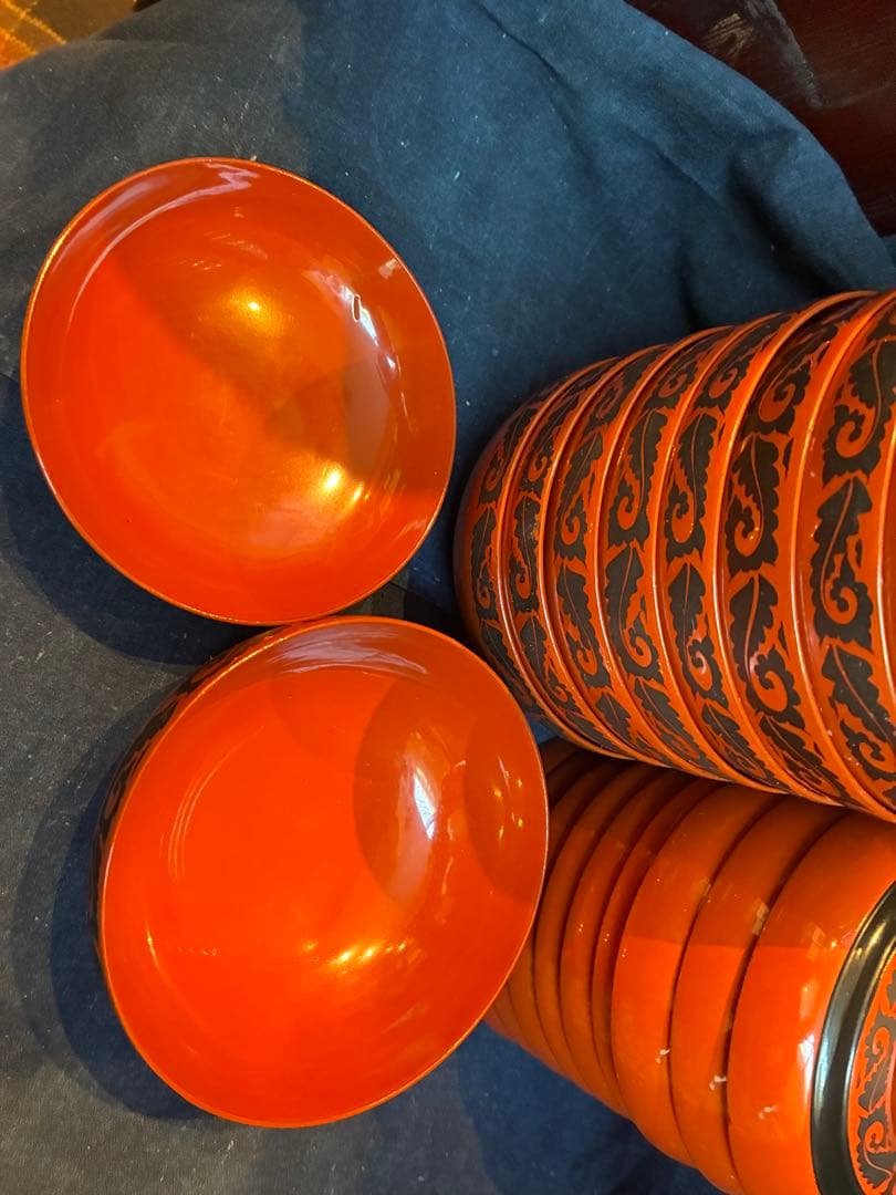 漆器　朱塗　吸物椀　煮物椀　10客　傷無し　木製