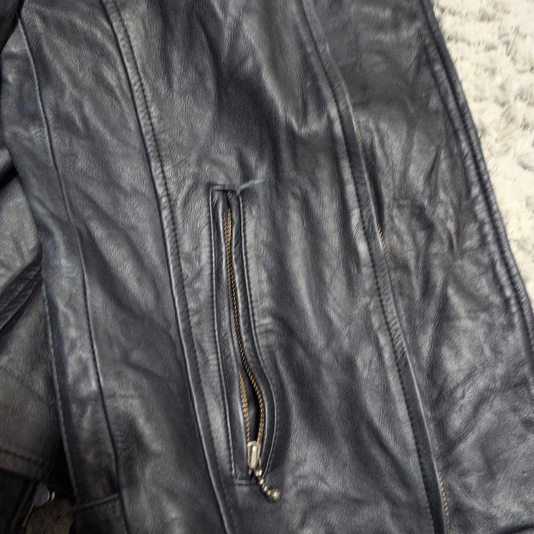 定価6万 エゴトリッピング レザー フード ライダース 黒 46 - メルカリ