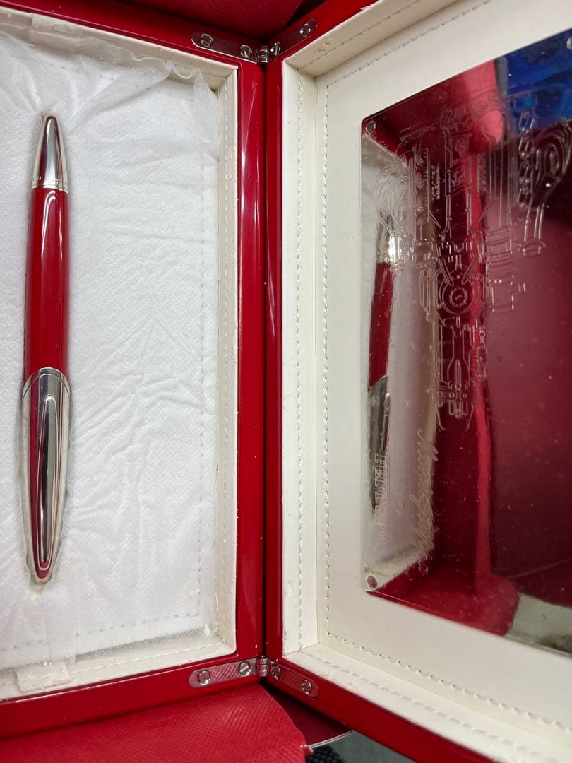 フェラーリ 赤いボールペン 専用ケース付き シルバー 925 筆記具