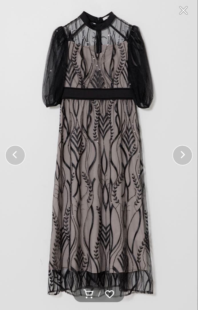 Leja スパンコール刺繍レースプチハイネックAラインドレス Mサイズ